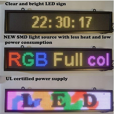 LED WiFi+USB RGB color sign 40" x 8" with high resolution P10 and new SMD technology