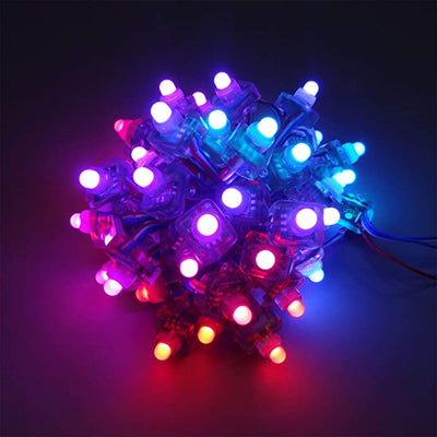 Square Pixel Nodes -  WS2811 LED Pixels Individually Addressable RGB Light 12mm Diffused Digital Color Changing LED Light DC 12V IP68 Waterproof