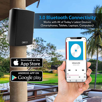 Pyle Pair of Wall Mount Waterproof & Bluetooth 6.5'' Indoor/Outdoor Speaker System, with Loud Volume and Bass. (Pair, Black. PDWR62BTBK)